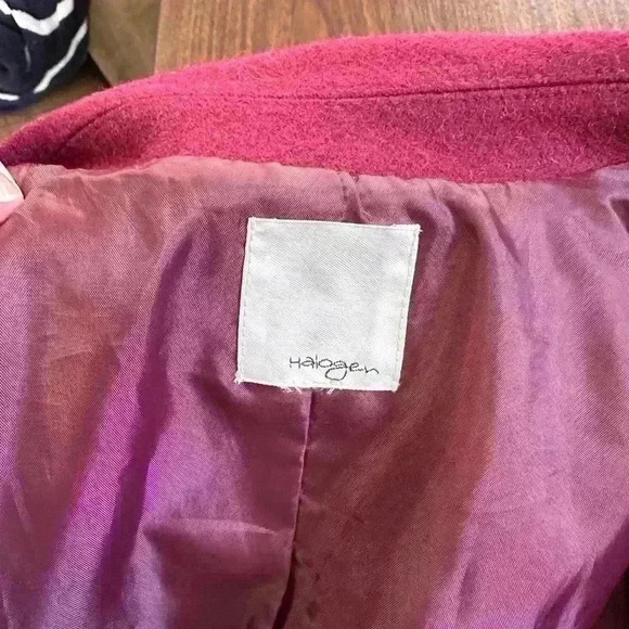 Halogen Wool Blend Pea Coat. Womens Size Large. Deep Mauve Color. Thick. Lined. - Picture 8 of 9